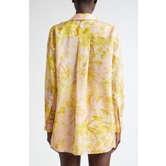 Zimmermann Golden Relaxed Silk Button Up Shirt Light Pink Yellow US 6 AU 1 NEW - Picture 3 of 16